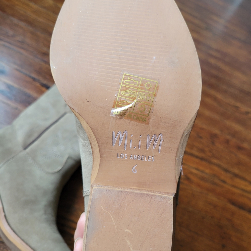 mi.im Claire Taupe suede ankle booties, Block Heel Western Size 6 - Picture 9 of 15